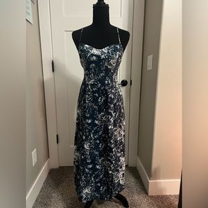 Blue Floral A&F Camille Midi Dress